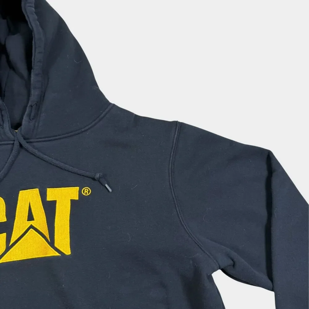 Caterpillar CAT Hoodie Men XL Black Yellow Embroidered Logo Workwear Sweatshirt - Picture 4 of 11